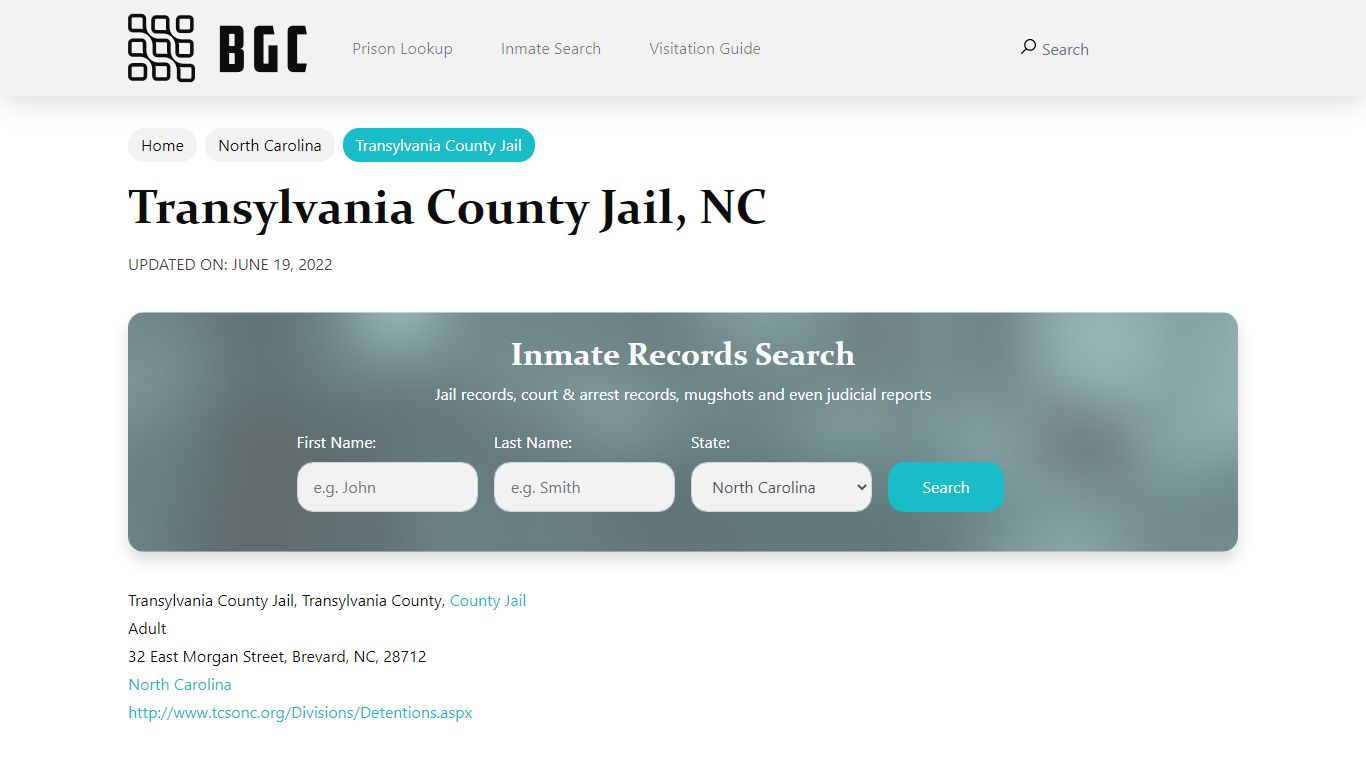 Transylvania County Jail, NC Inmate Search, Mugshots ...